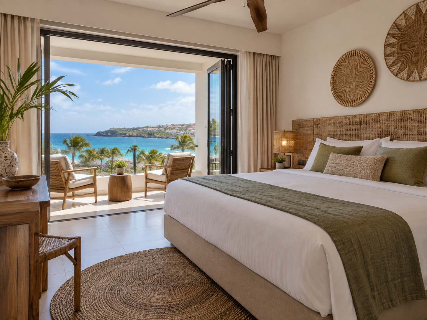Stijlvolle hotelkamer op Jan Thiel met balkon en uitzicht op zee
